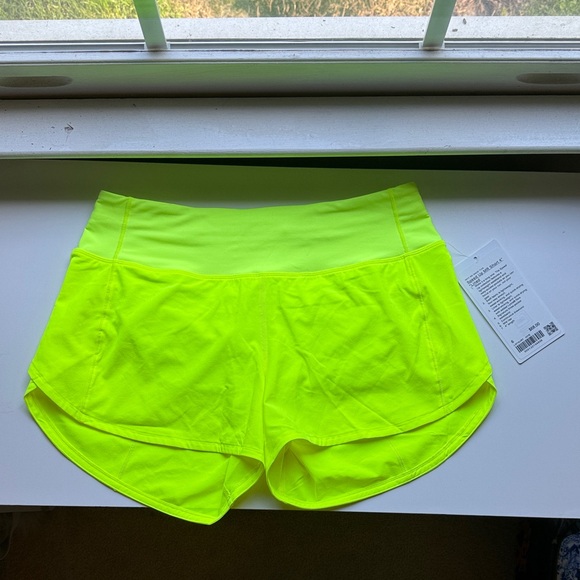 Lululemon Highlighter Yellow Speed Up Shorts - Picture 1 of 3